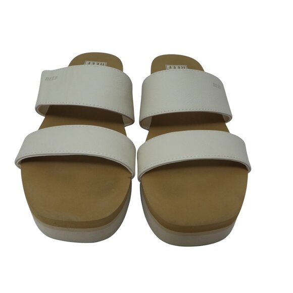 Reef Hali Hi 2 Bar White Open Toe Platform Wedge Slide Sandals Womens 10 - Picture 6 of 13